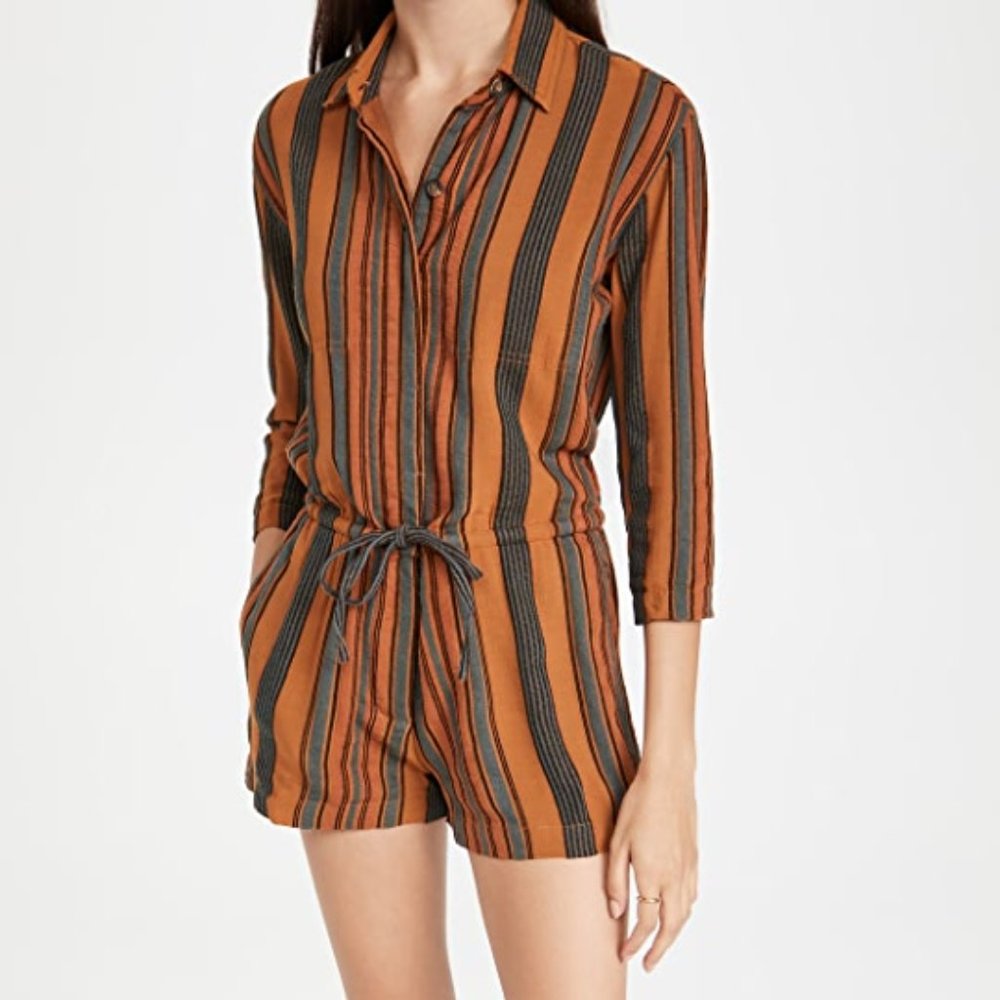 James Perse Short Vintage Stripe Jumpsuit